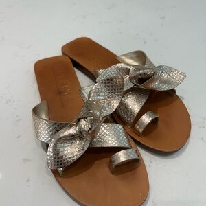 Elegant Silver Slide Sandals